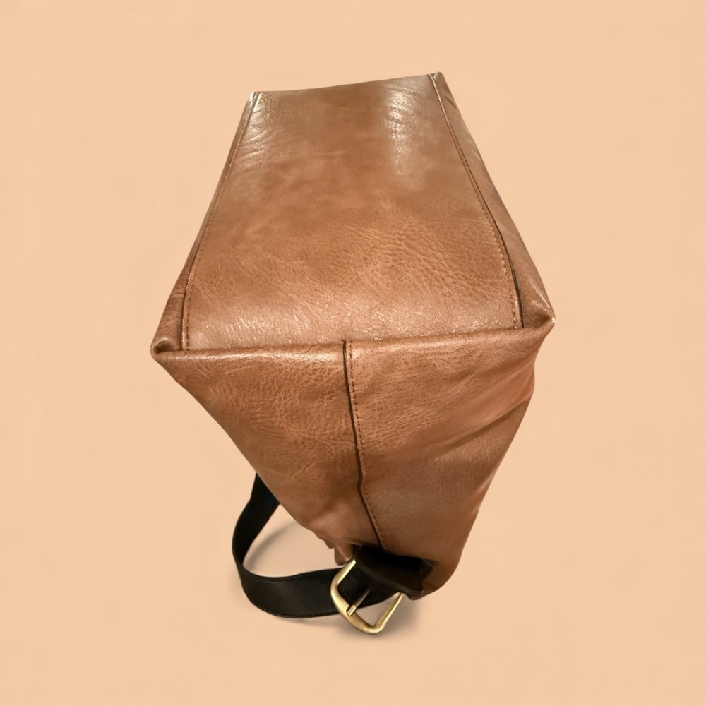 Classic Women’s Hobo Shoulder Bag Vegan Leather Snap Closure Coffee Large - Picture 7 of 17